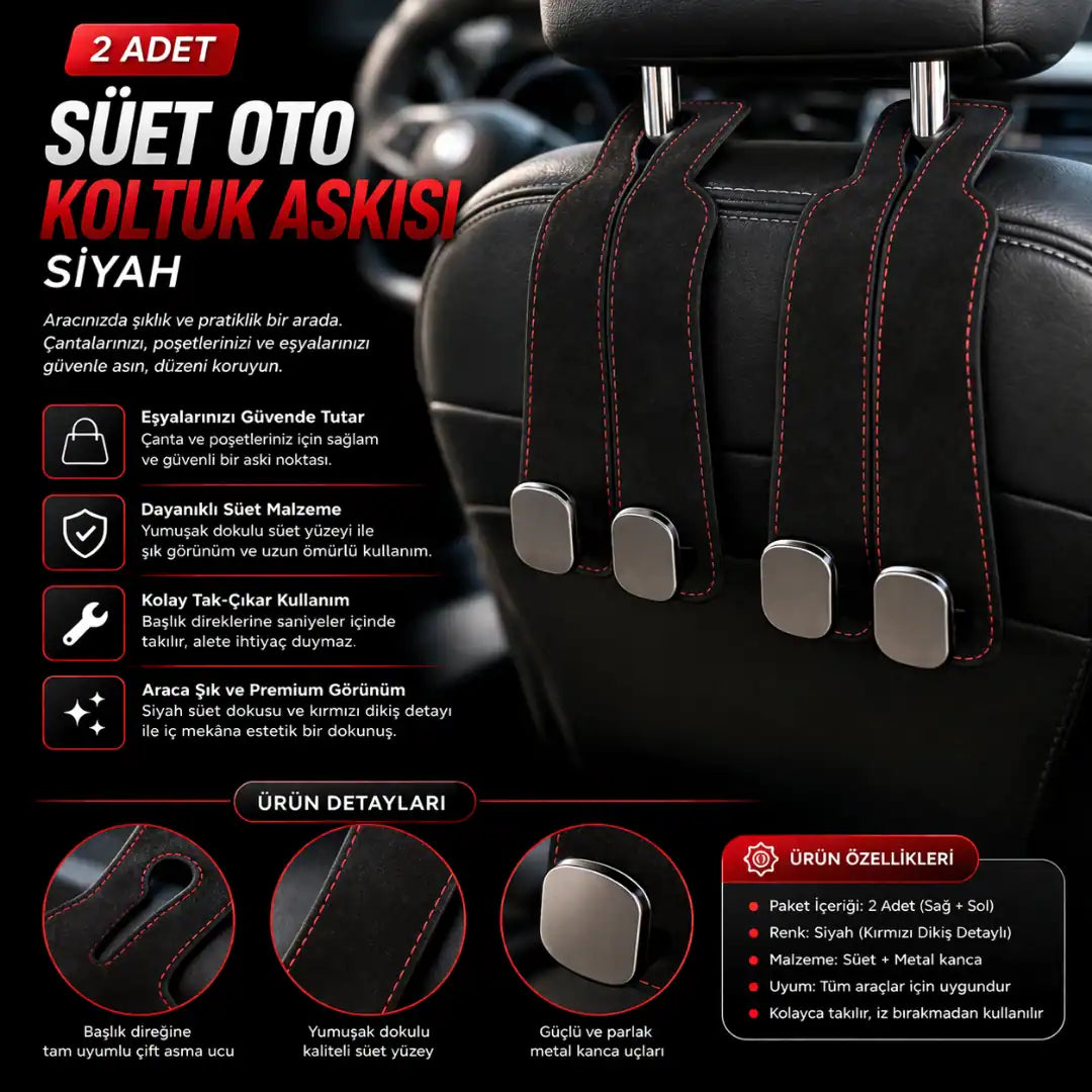 Araç için Süet Askılık 2 Adet