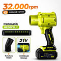 21V Kablosuz Hava Üfleyici | Turbo Fan, 12.000mAh Batarya, Bahçe & Araç Kurutma, Toz Temizleme